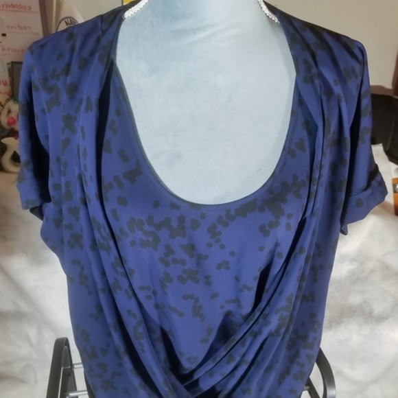 Ivanka Trump Blue & Black Spotted Blouse - Picture 3 of 8